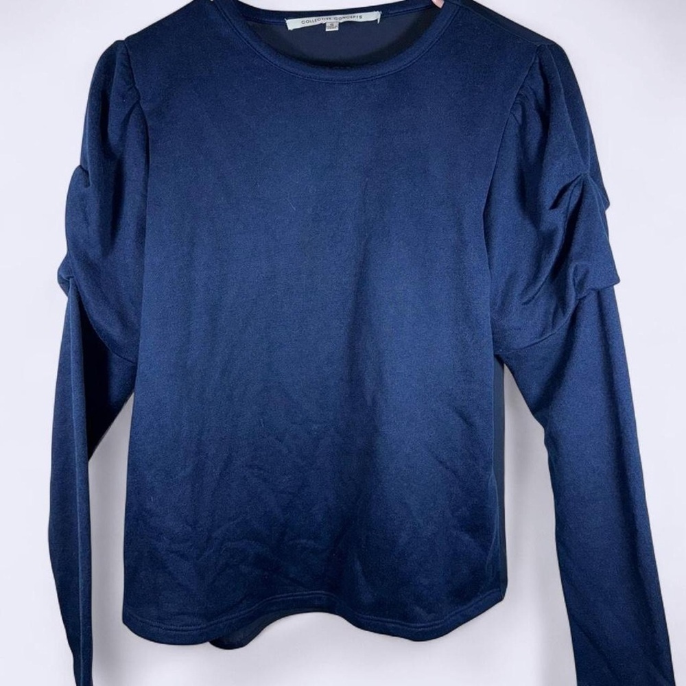 Collective Concepts Dark Blue Puff Sleeve Top - Picture 2 of 6